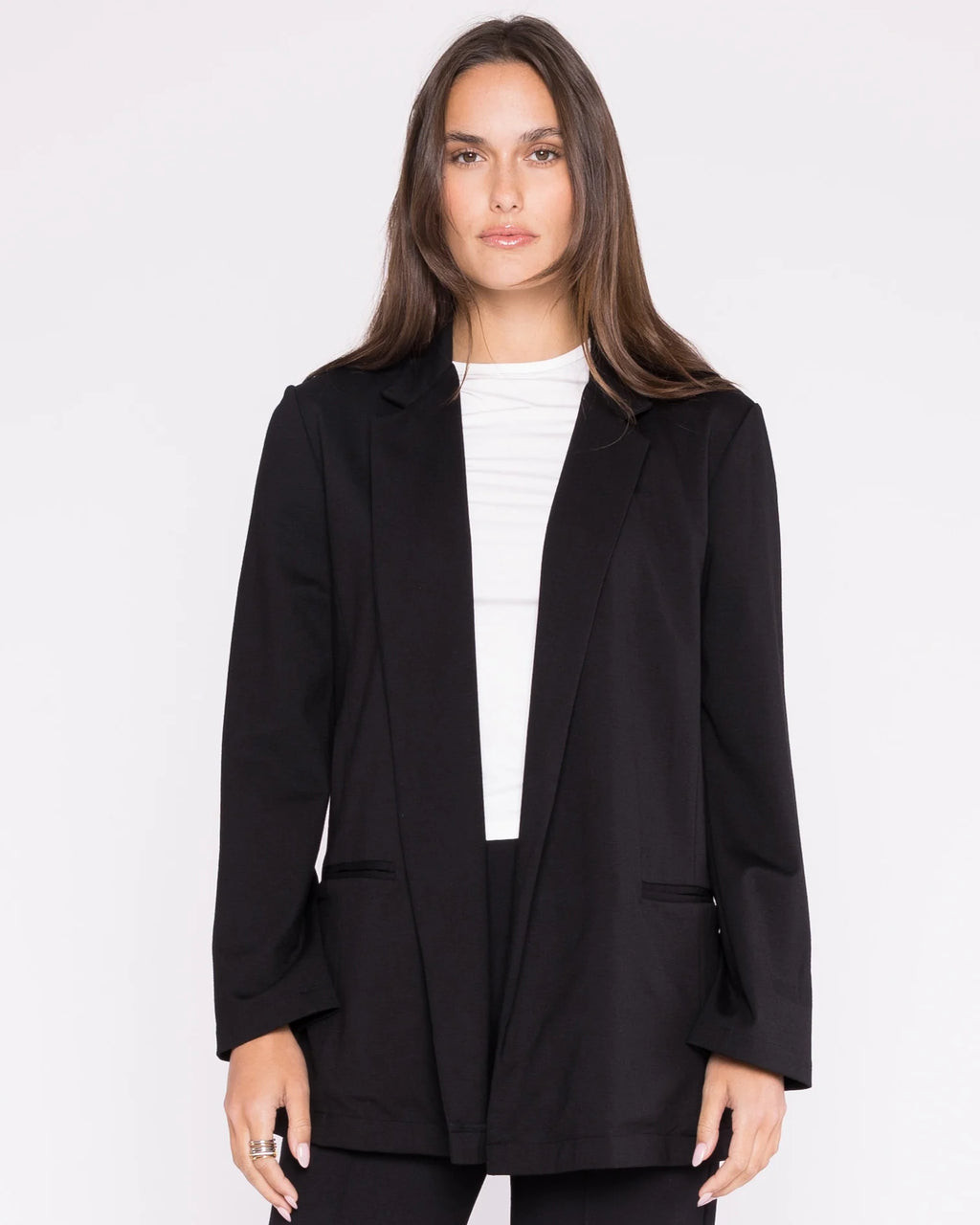 Ripley Rader Black Ponte Knit Oversized Blazer | House of 29