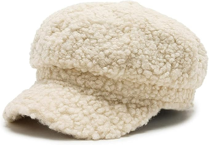 Avilego Winter Women Fashion Lamb Wool Newsboy Hat Solid Color Warm Comfortable Beret | Amazon (US)