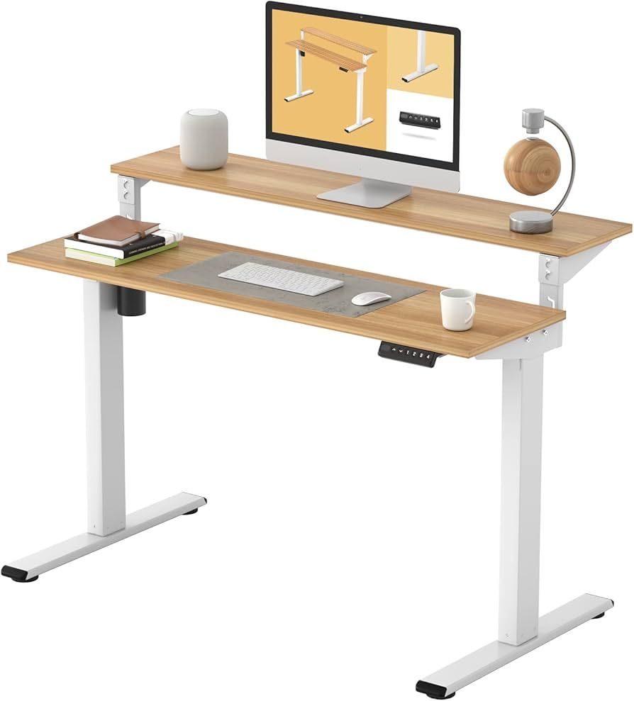 FLEXISPOT EF1 2 Tier Standing Desk 48 in Electric Height Adjustable Computer Gaming Desk with Adj... | Amazon (US)