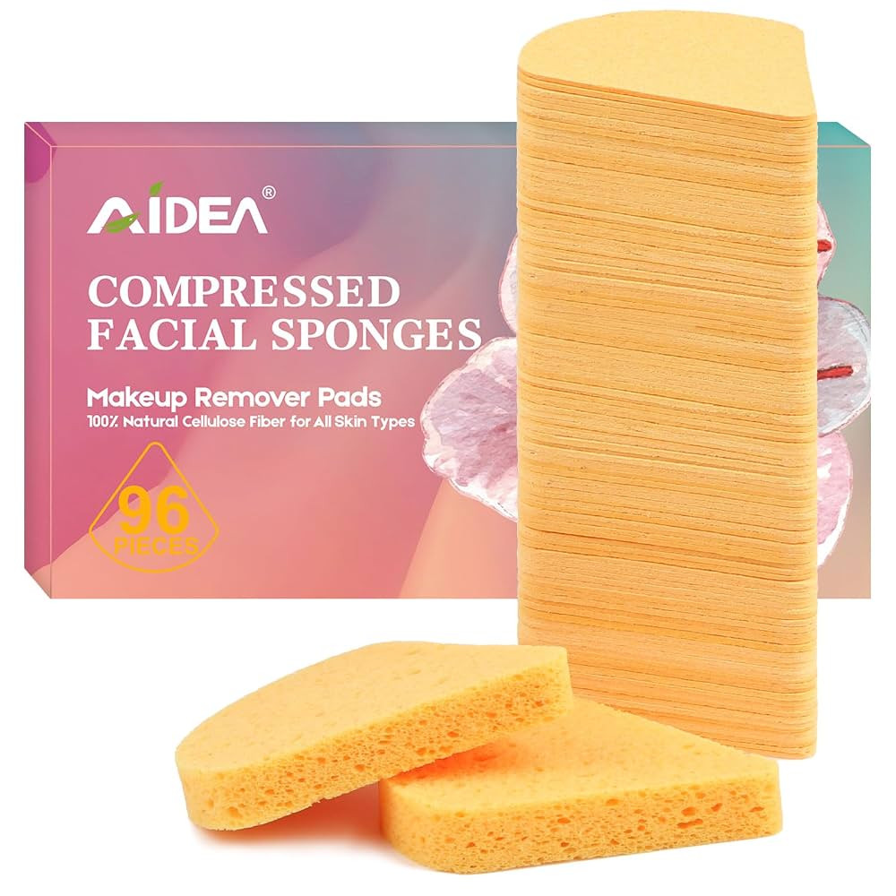 AIDEA 96Count Facial Sponges Compressed, Face Sponges for Cleansing, Natural Cosmetic Makeup Spon... | Amazon (US)