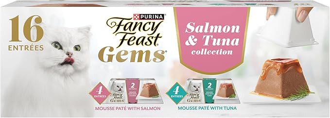 Fancy Feast Gems Pate Cat Food Mousse Salmon or Tuna and a Halo of Savory Gravy Wet Cat Food Vari... | Amazon (US)