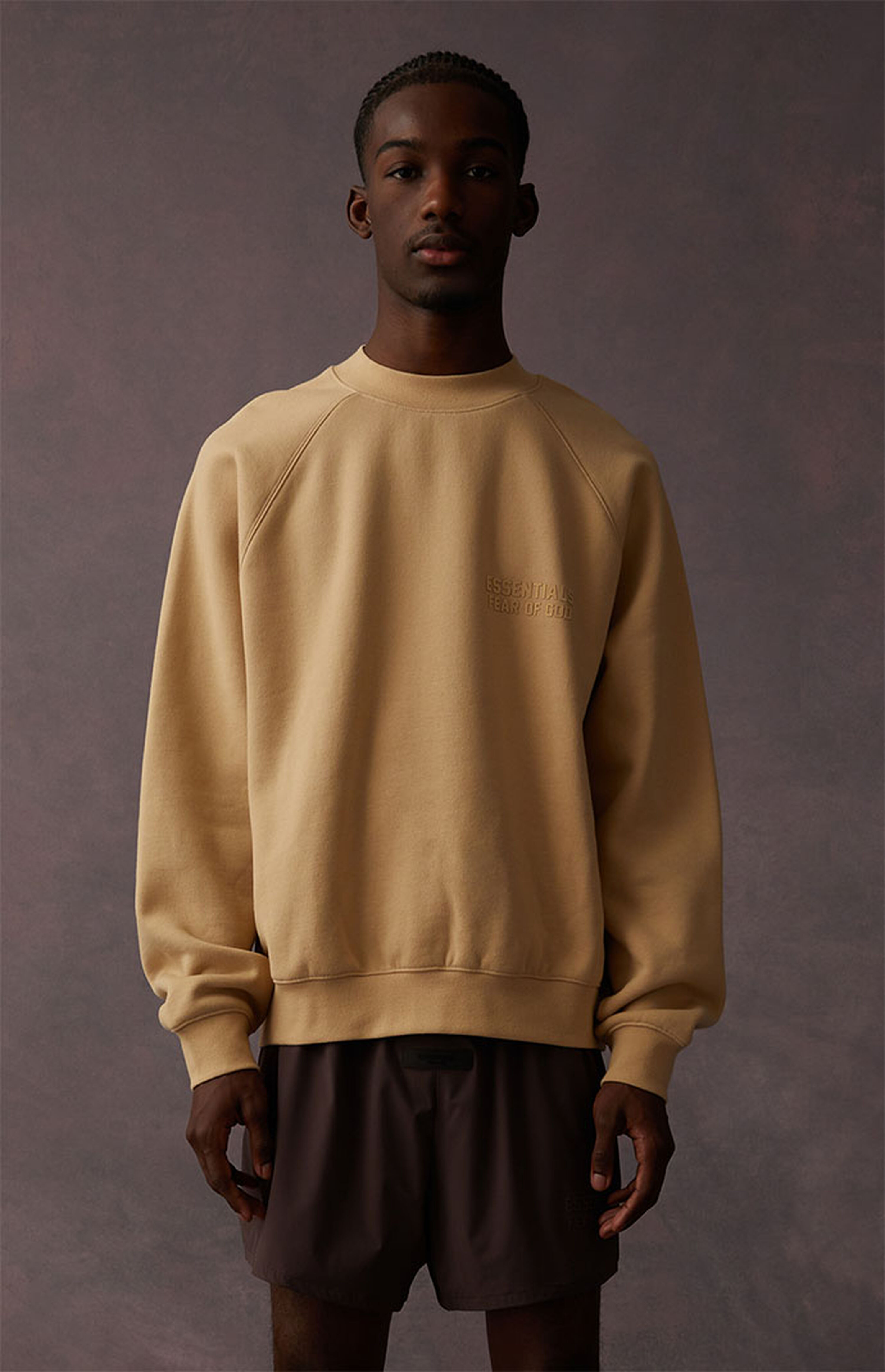 Essentials Fear Of God Sand Crew Neck Sweatshirt | PacSun