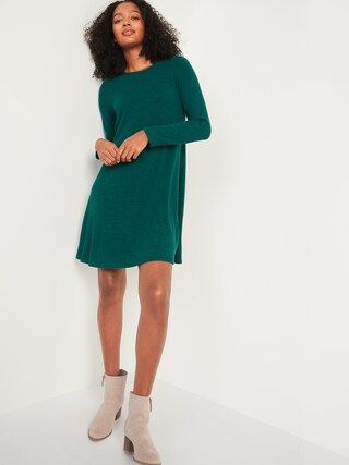 Plush-Knit Long-Sleeve Swing Dress for Women | Old Navy (US)