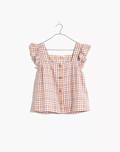 Gingham Seersucker Ruffle-Strap Button-Up Tank Top | Madewell