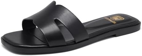 Women's Flat Sandals Dressy Comfortable Slide Sandals Fashion Square Open Toe Slip On Beach Sanda... | Amazon (US)