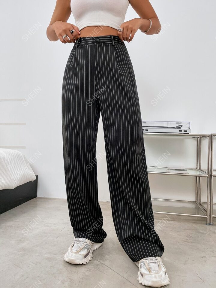 SHEIN EZwear Striped Print High Waist Pants | SHEIN USA | SHEIN