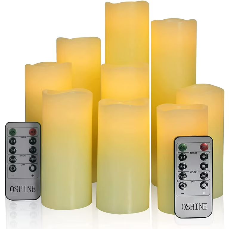 OSHINE Flameless Candles 9-Pack Battery Operated Candles LED Pillar Candles Electric Ivory Real W... | Walmart (US)