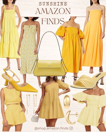 Yellow dresses, matching set, and accessories from Amazon for Spring and Summer 2024!

#LTKstyletip #LTKshoecrush #LTKitbag