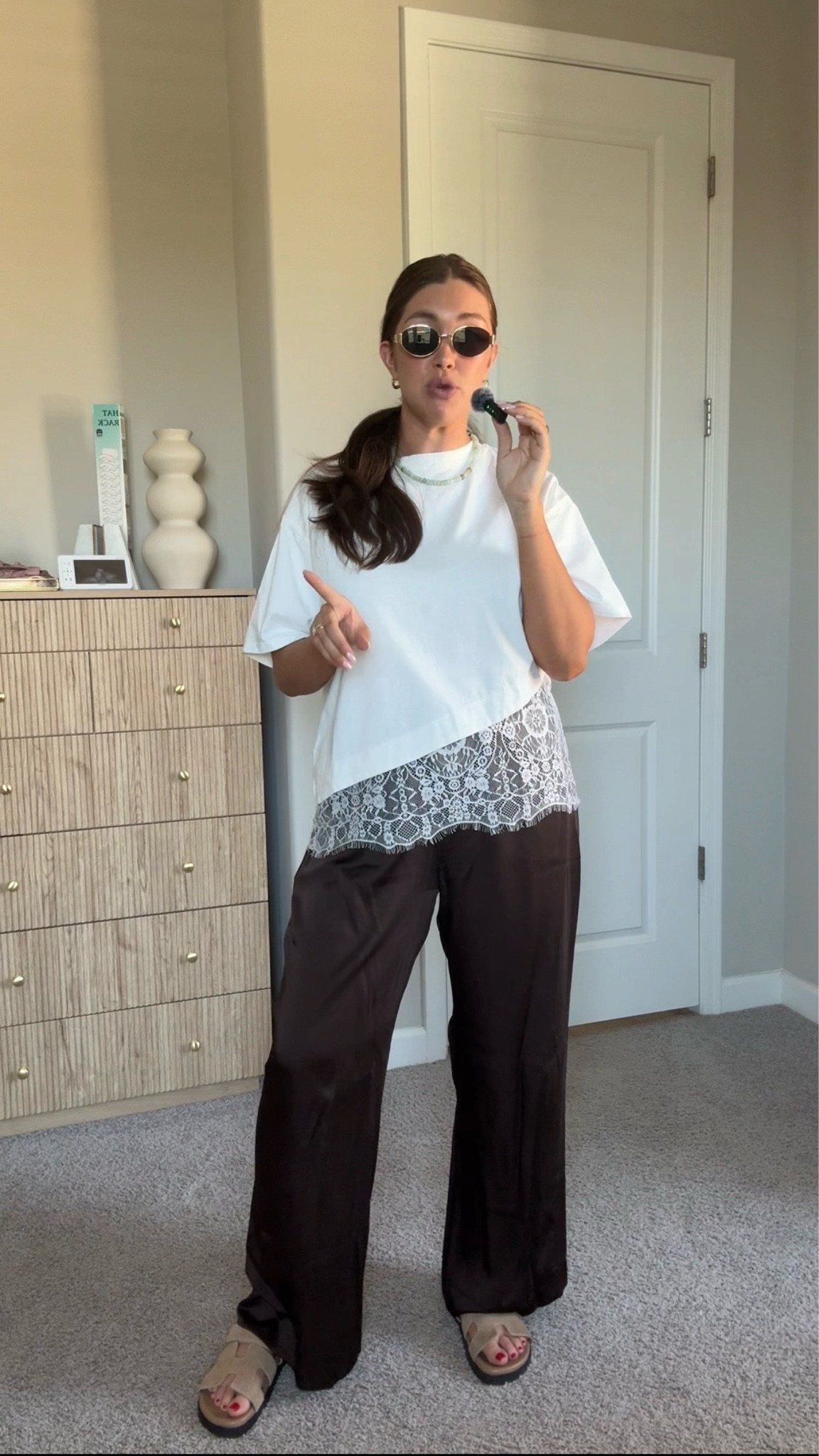 Wearing true size medium tall in pants, went up one size in top to large for more oversized fit.

#LTKootd #LTKmomlife #LTKTall