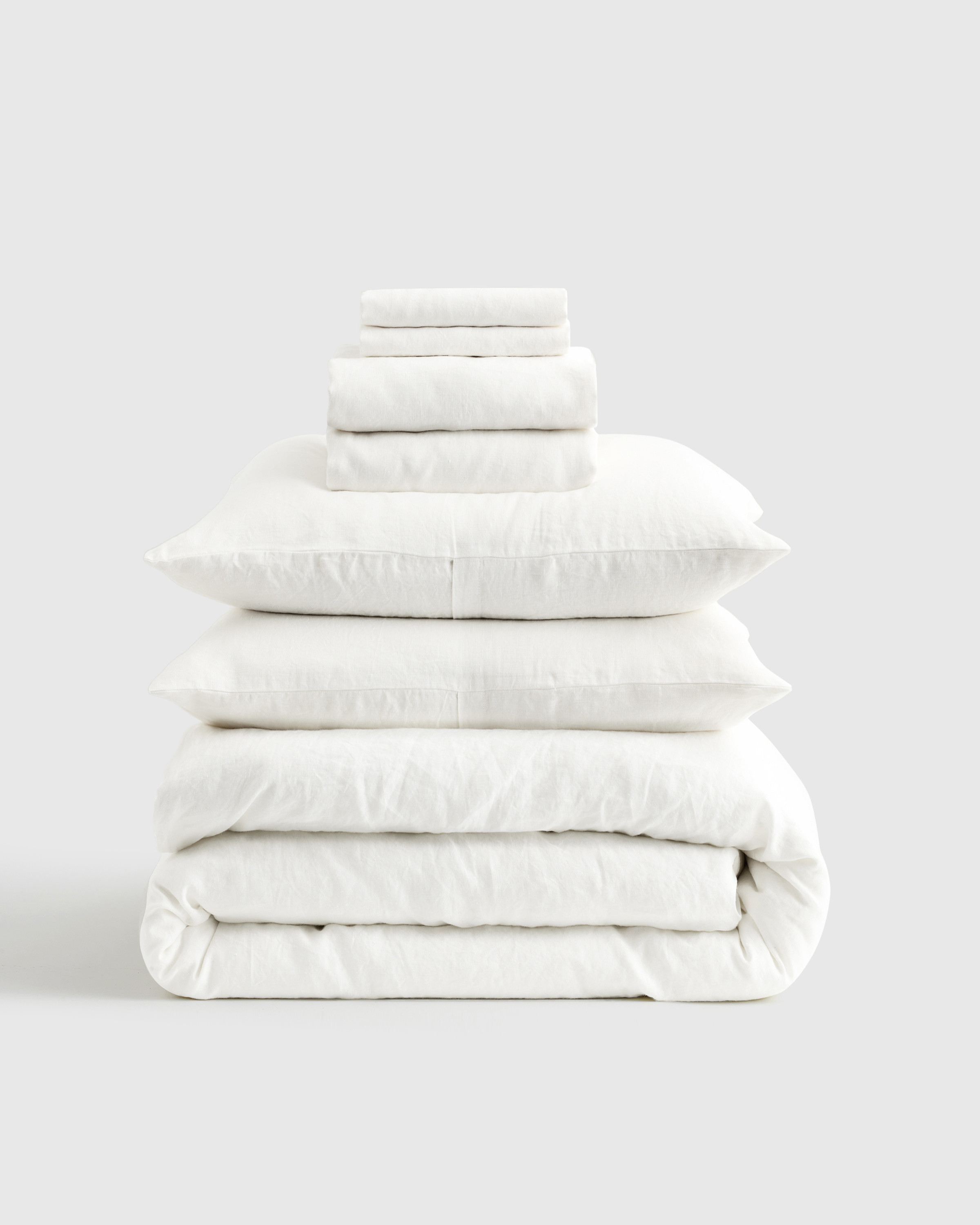 Quince | Linen Duvet Deluxe Bundle in White Size Twin | Flax | Quince