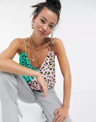 Love Moschino bright leopard wrap cami top in multi | ASOS (Global)