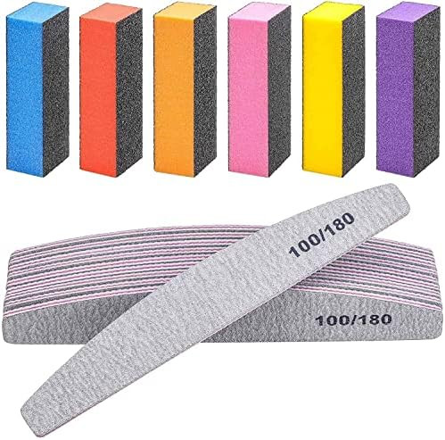 16pcs Nail File Buffer Block Kit - 100/180 Grit Emery Board Nail Files Polishing Buffer Block Ped... | Amazon (US)