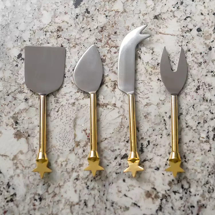 New! Gold Star Cheese Knives, Set of 4 | Kirkland's Home