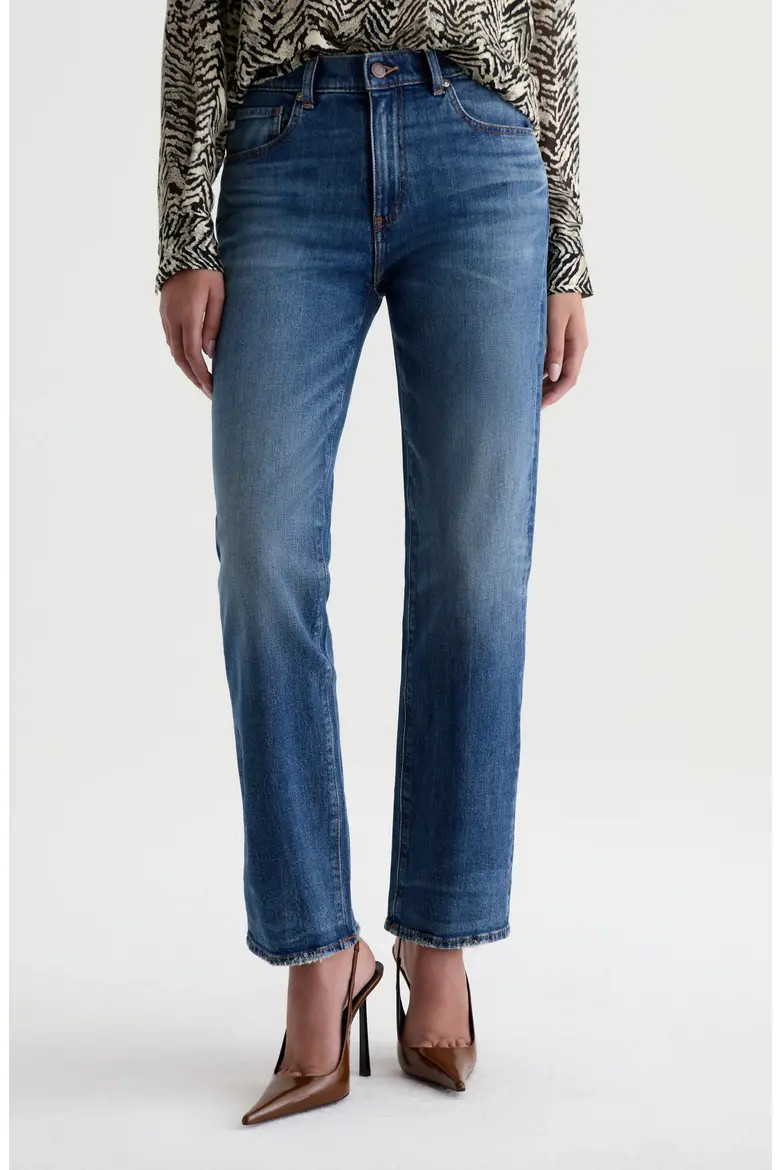 AG Brinley High Waist Straight Leg Jeans in Main Street at Nordstrom, Size 24 | Nordstrom