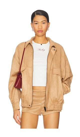 LIONESS Palm Desert Bomber in Tan. - size XXS | Revolve Clothing (Global)