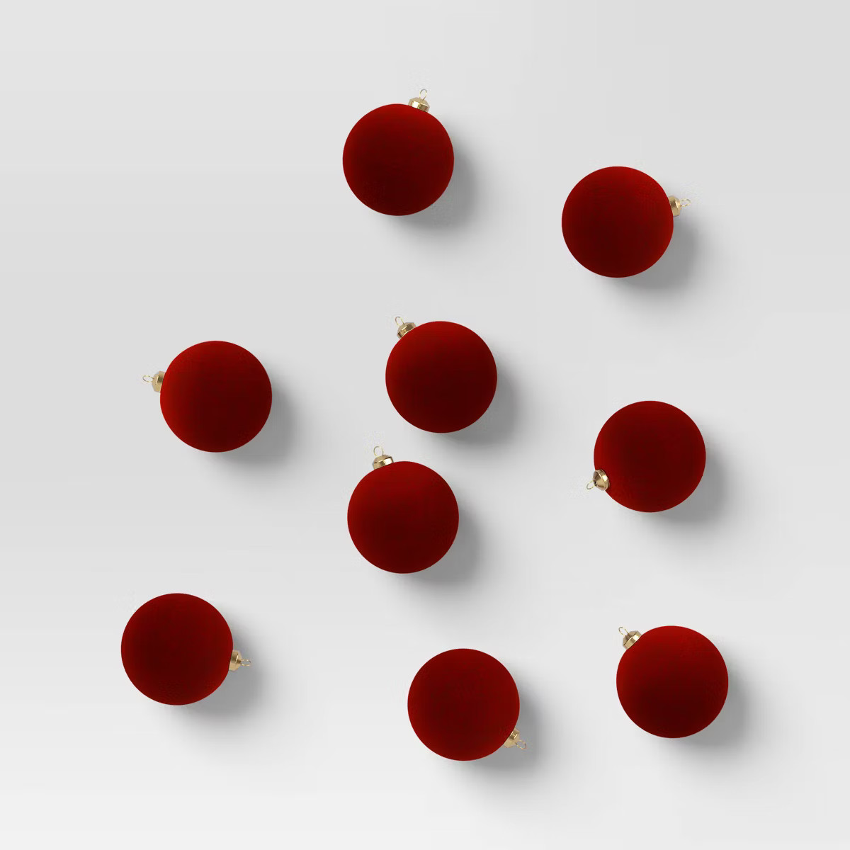 9ct 80mm Christmas Flocked Ball Ornament Set Burgundy - Wondershop™ | Target