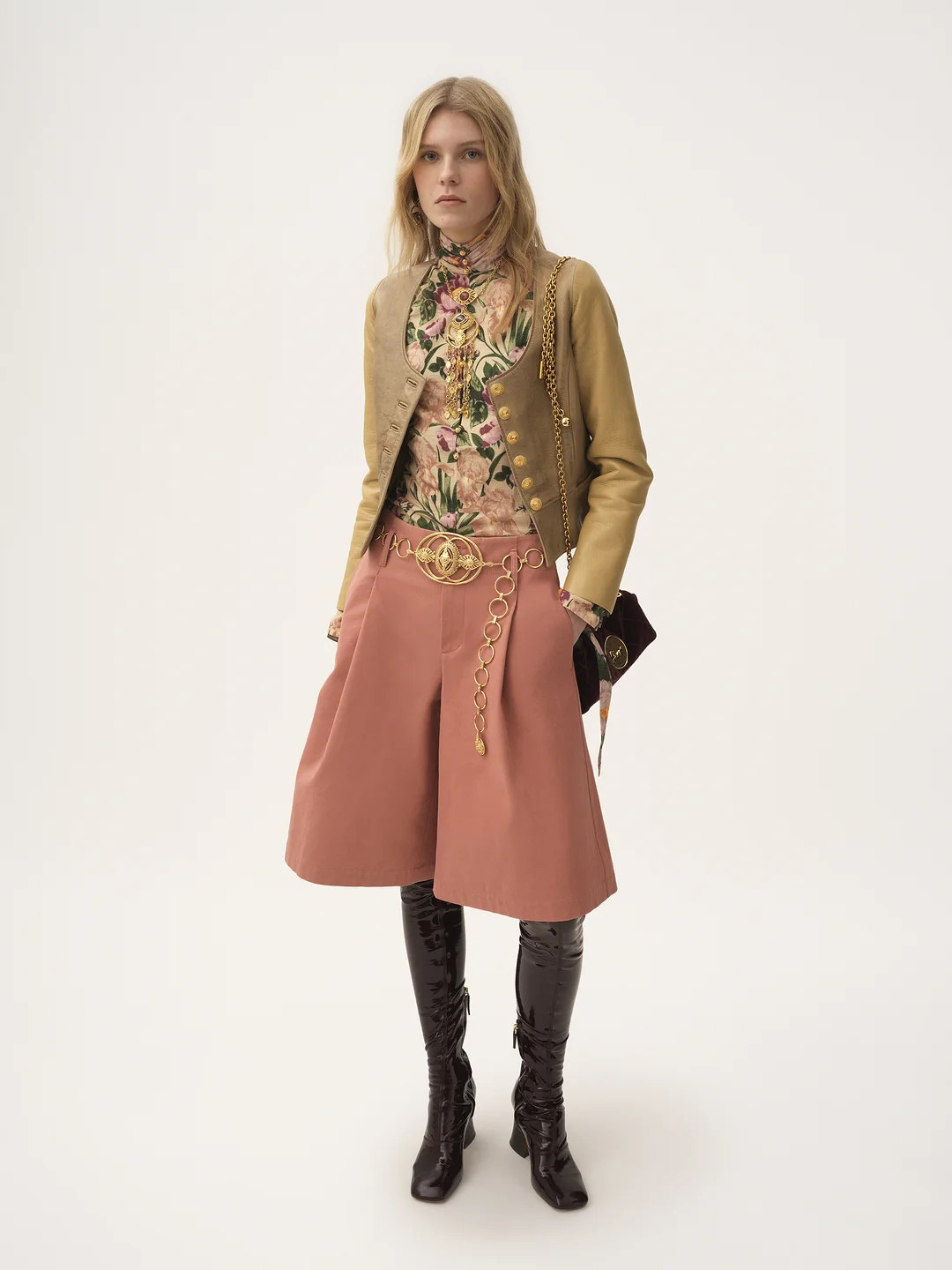 High-rise wide-leg bermuda shorts in cotton | Chloe US