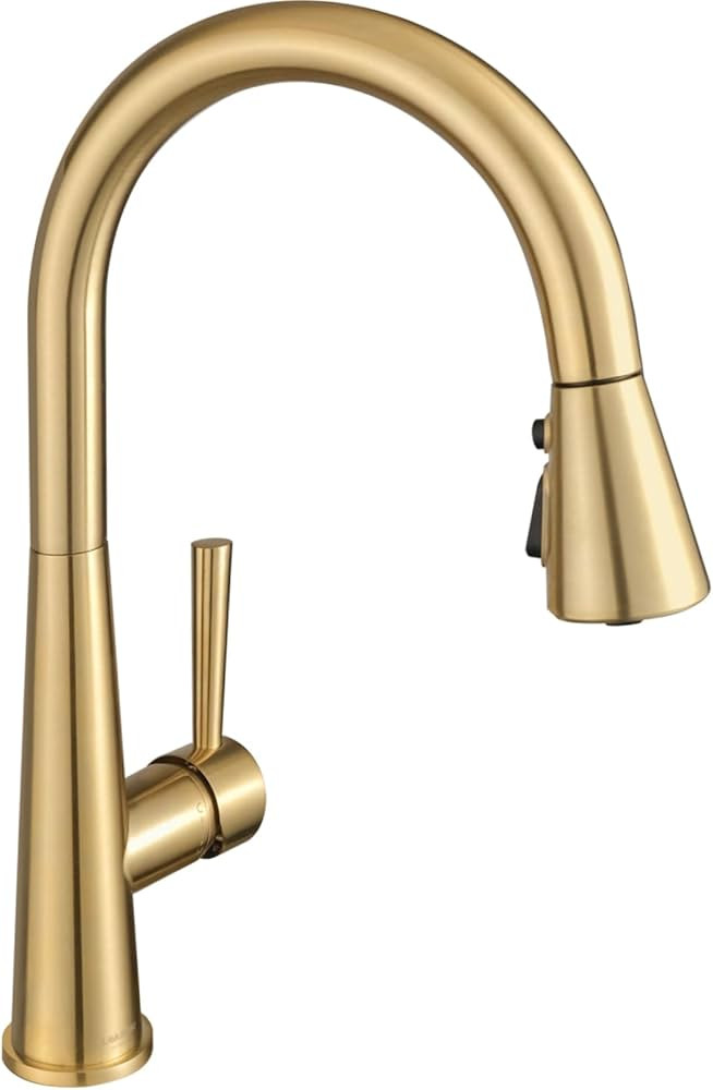 Gold Kitchen Faucet with Pull Down Sprayer, Lava Odoro Brushed Brass Single Handle Kitchen Sink F... | Amazon (US)