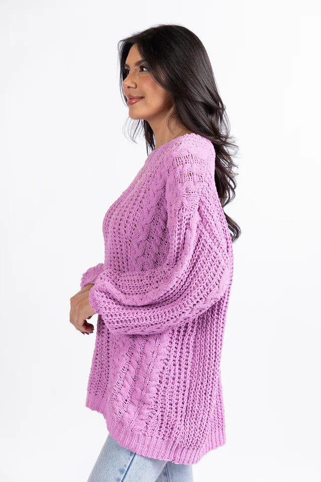 Wide Open Spaces Orchid Oversized Chenille Crew Neck Sweater DOORBUSTER | Pink Lily