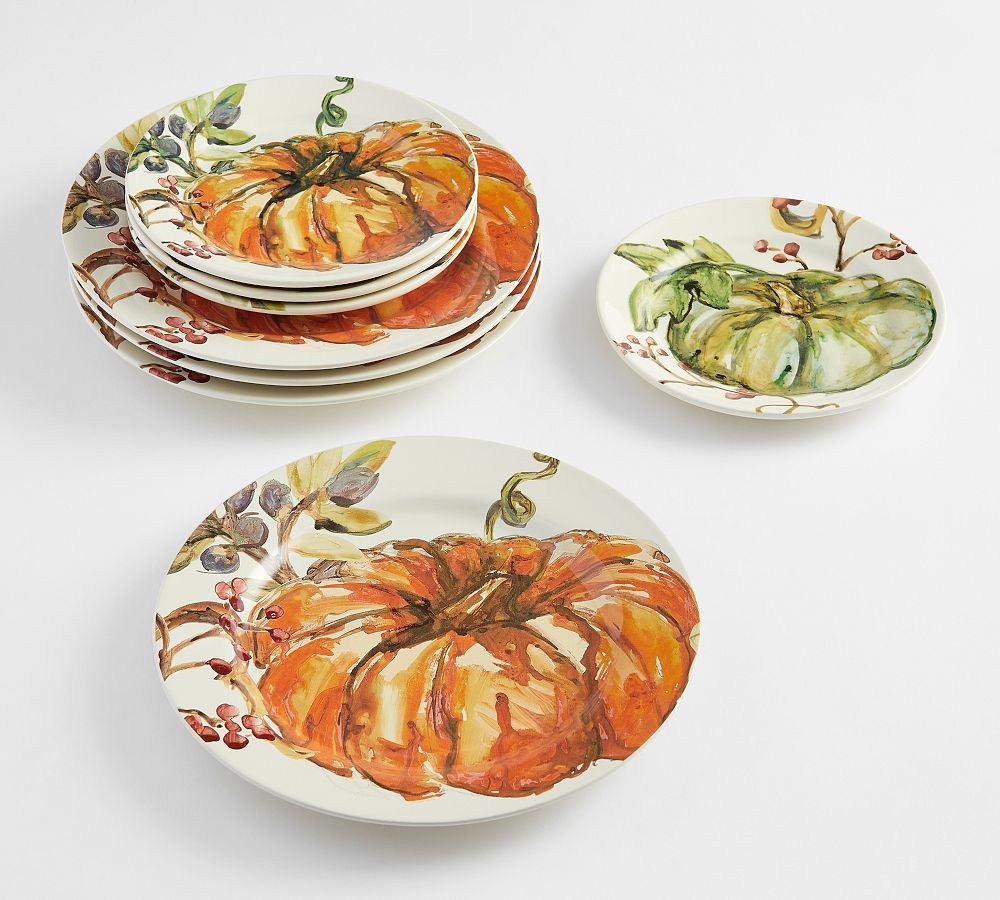 Harvest Pumpkin Stoneware 8-Piece Dinnerware Set | Pottery Barn (US)