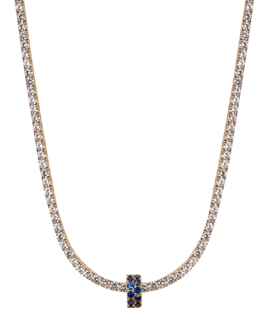 TWO-ROW RIVIÈRE PENDANT, LAB BLUE SAPPHIRE, GOLD | Dorsey