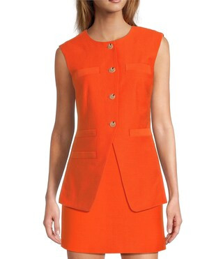 Elodie Button Front Vest | Dillard's