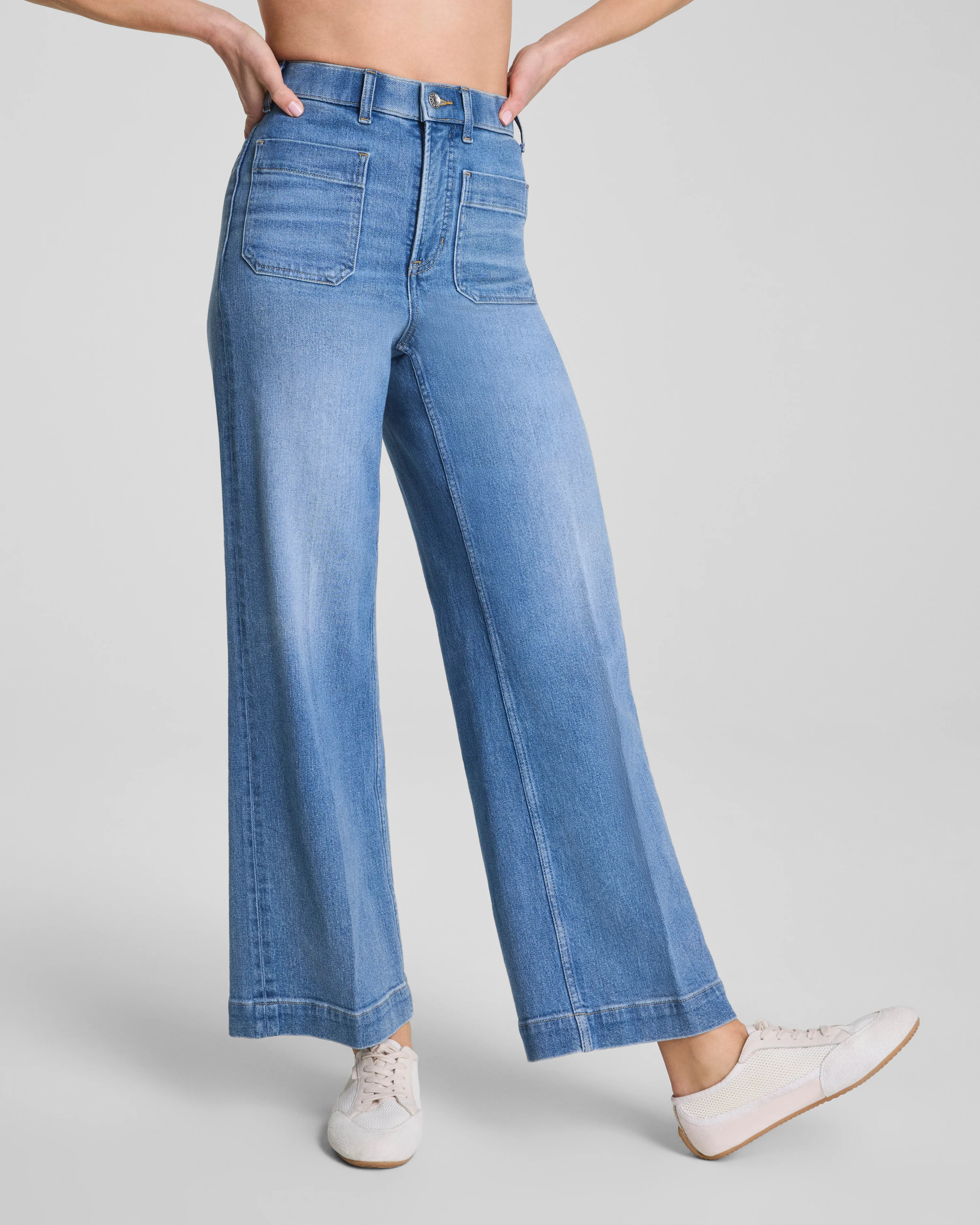 SPANXshape™ Authentic 360Cropped Wide Leg Jeans with Patch Pockets | Spanx