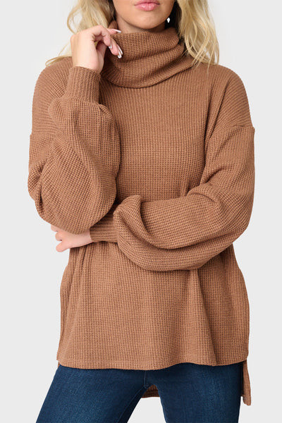 Cowl Neck Blouson Sleeve Soft Luxe Sweater | Gibson