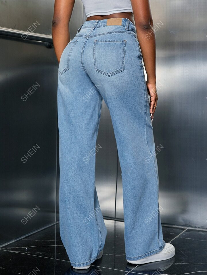 SHEIN SXY Slant Pocket Wide Leg Jeans | SHEIN