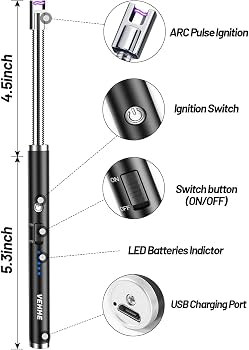 VEHHE Candle Lighter, Electric Rechargeable Arc Lighter with LED Battery Display Long Flexible Ne... | Amazon (US)