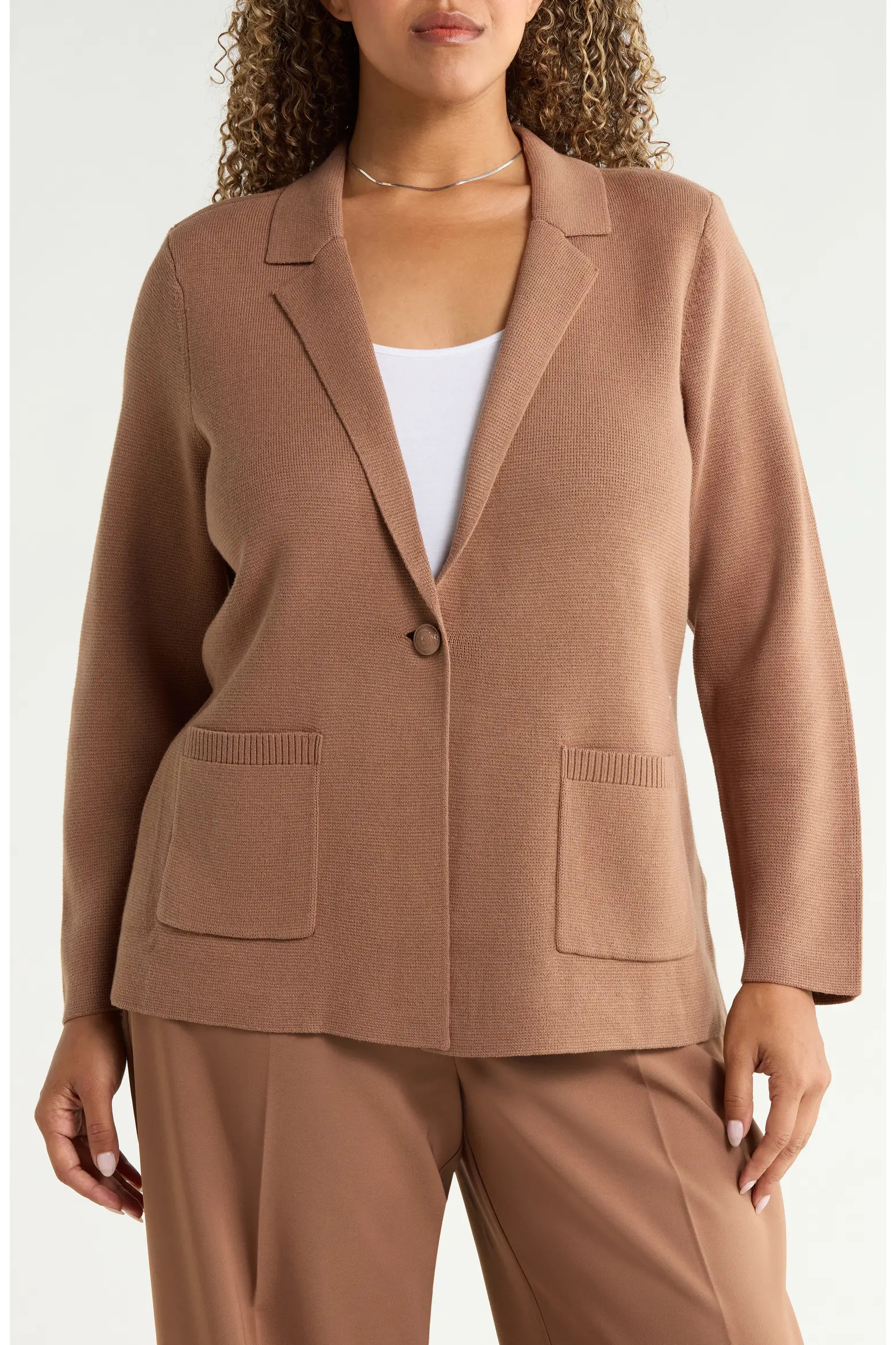 NIC+ZOE Knit Cotton Blend Single Button Blazer (Women) | Nordstrom | Nordstrom