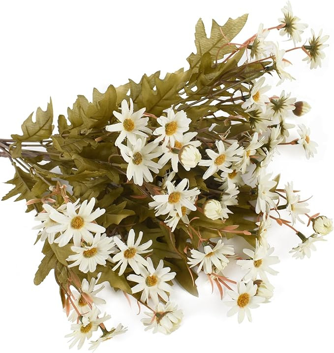 Artificial Daisy Flowers 2 Bunches 14.2” Fake Daisy 18 Branches Faux Silk Flowers for Home Gard... | Amazon (US)