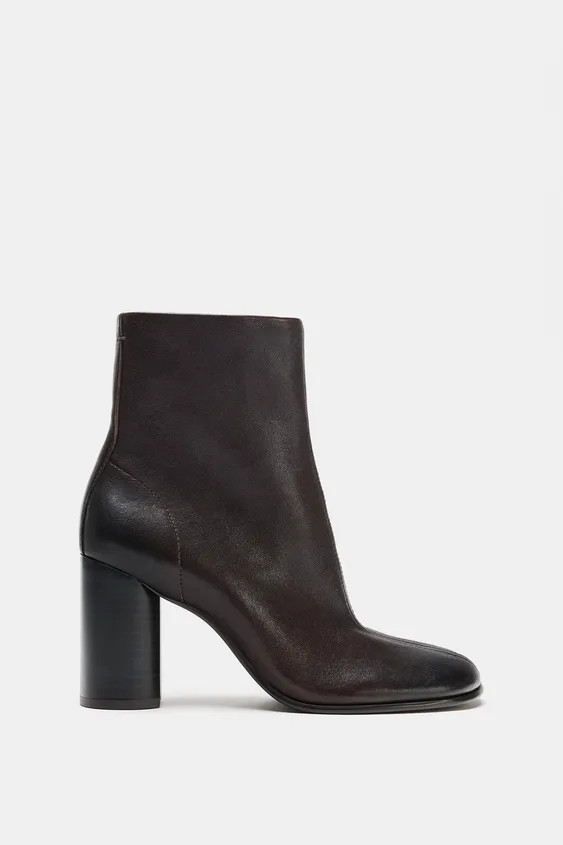 LEATHER HEELED ANKLE BOOTS | Zara DE