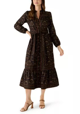 Women's Long Sleeve Tie Belt Midi Dress | Belk