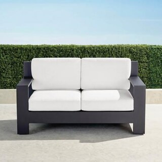 St. Kitts Loveseat with Cushions in Matte Black Aluminum | Frontgate
