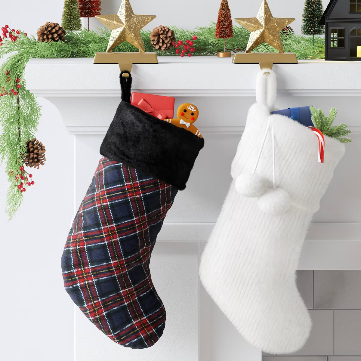 20" Christmas Striped Faux Fur Stocking White - Wondershop™ | Target