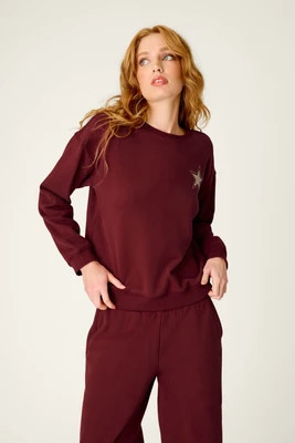 Super-Soft Cotton Western Ways Dark Wine Simone Sweatshirt, Size: S, Dark Wine Soft Terrycloth P. J. Salvage | PJ Salvage