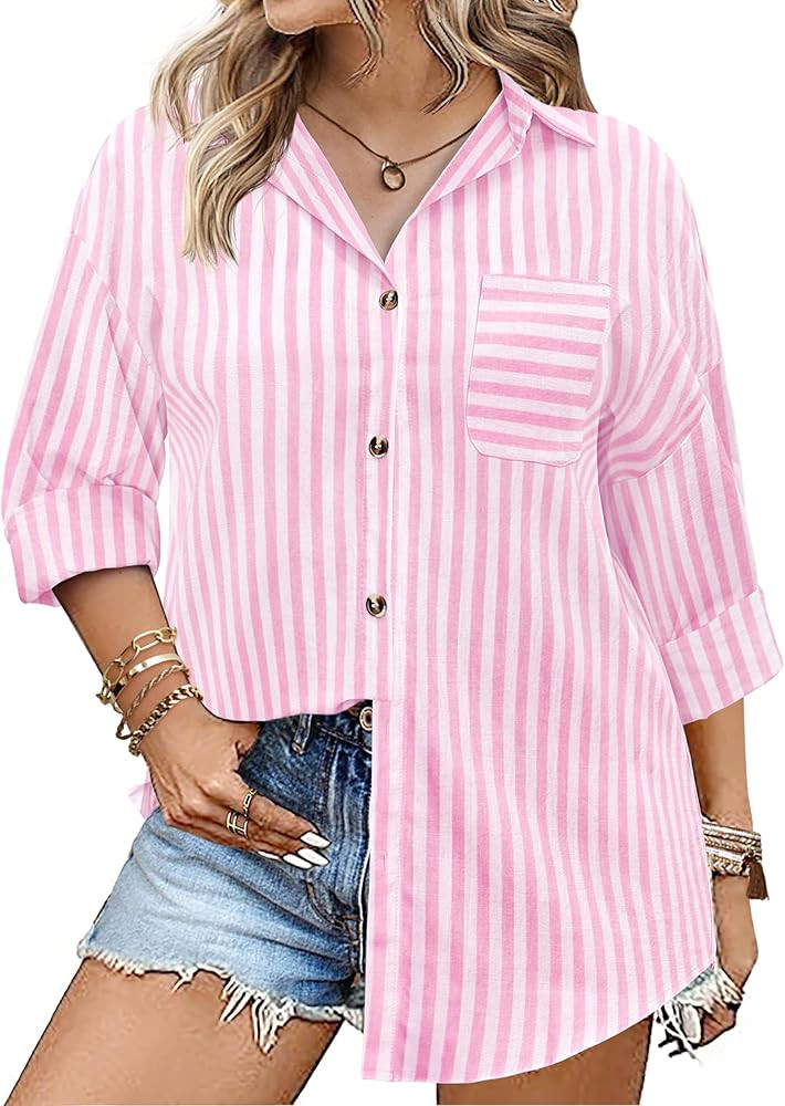IN'VOLAND Button Down Shirts Blouses Tops | Amazon (US)