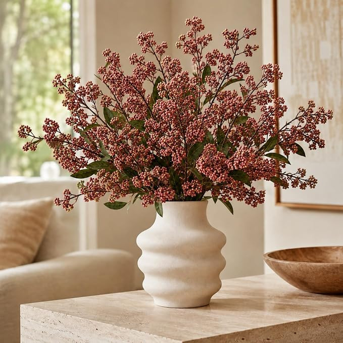 43" Faux Stems for Vase 3 Pcs Realistic Faux Berry Stems Artificial Branches for Vase Fall Floral... | Amazon (US)