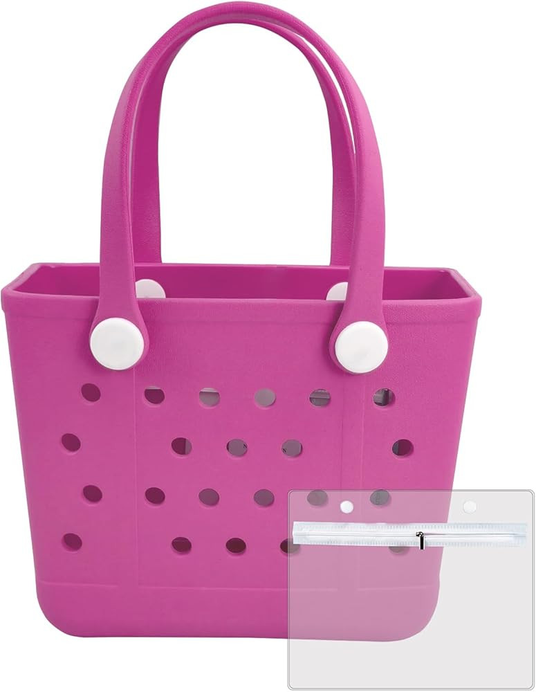 Small Rubber Beach Bags for Kids, Waterproof Sandproof Rubber Tote Bags Pool Bag for Travel, Boat... | Amazon (US)