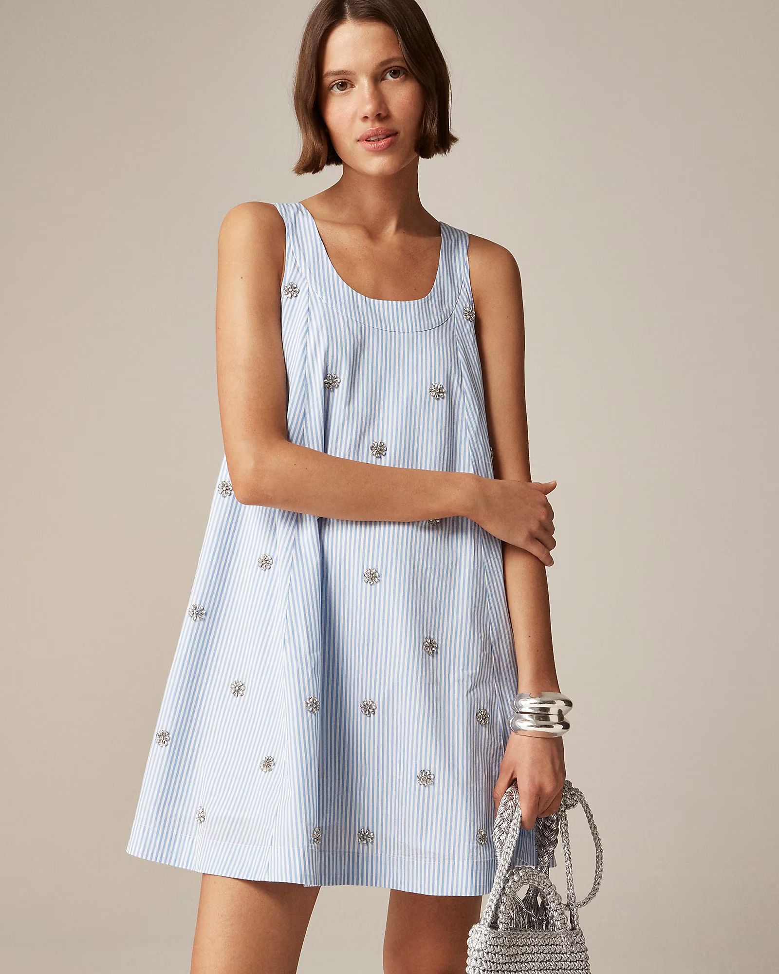 Collection embellished shift dress in cotton poplin | J.Crew US
