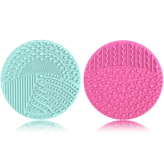 2 Pieces Silicone Makeup Brush Cleaner, YalsFTY Cosmetic Brush Scrubber Mat Pad Cleaning Tool, Du... | Amazon (US)