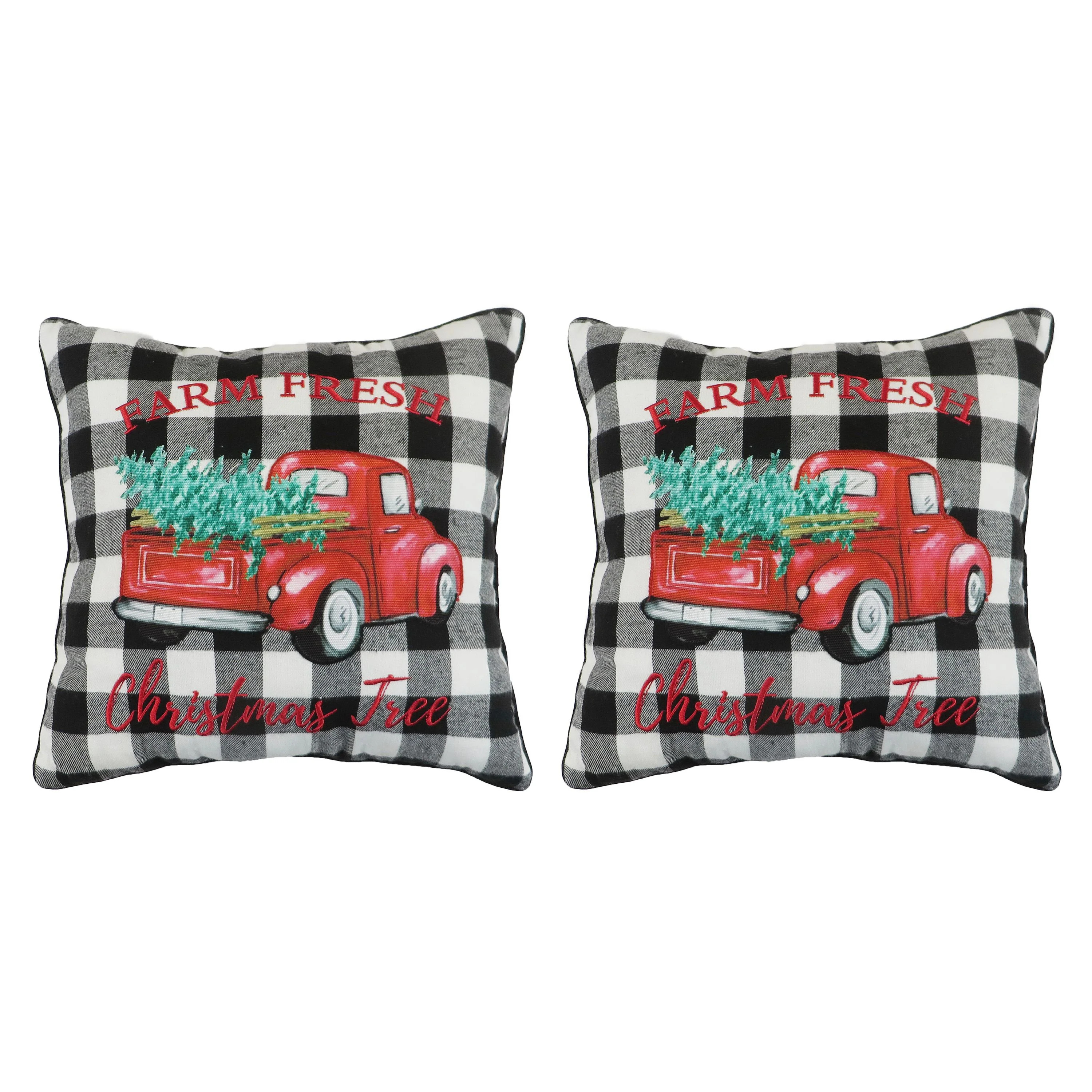 Holiday Time Decor Pillows, Buffalo Plaid Truck, 2 Count | Walmart (US)