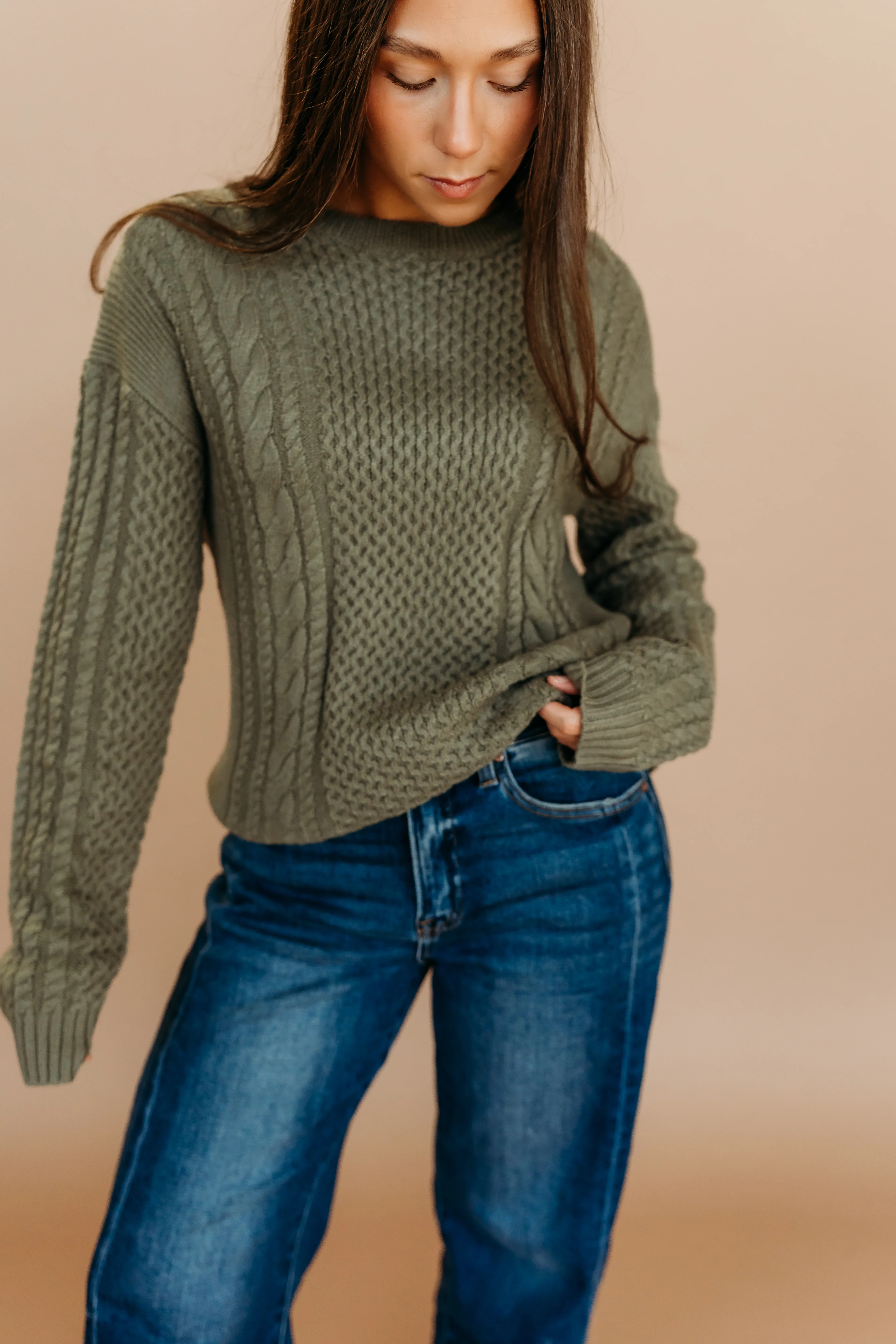 THE LYSANDRA KNIT SWEATER IN OLIVE | Pink Desert
