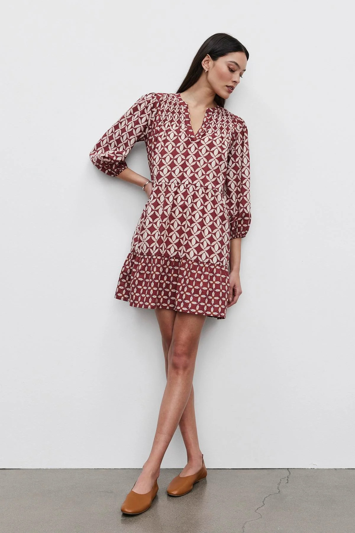 BECKIE PRINTED COTTON CAMBRIC TIERED DRESS | Velvet by Graham & Spencer