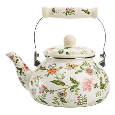 Itopfox Vintage Enamel Tea Kettle, Green Floral Steel Teapot with Cool Touch Porcelain Handle for Stovetop, Home Kitchen Decor, Gift for Housewarming | Target