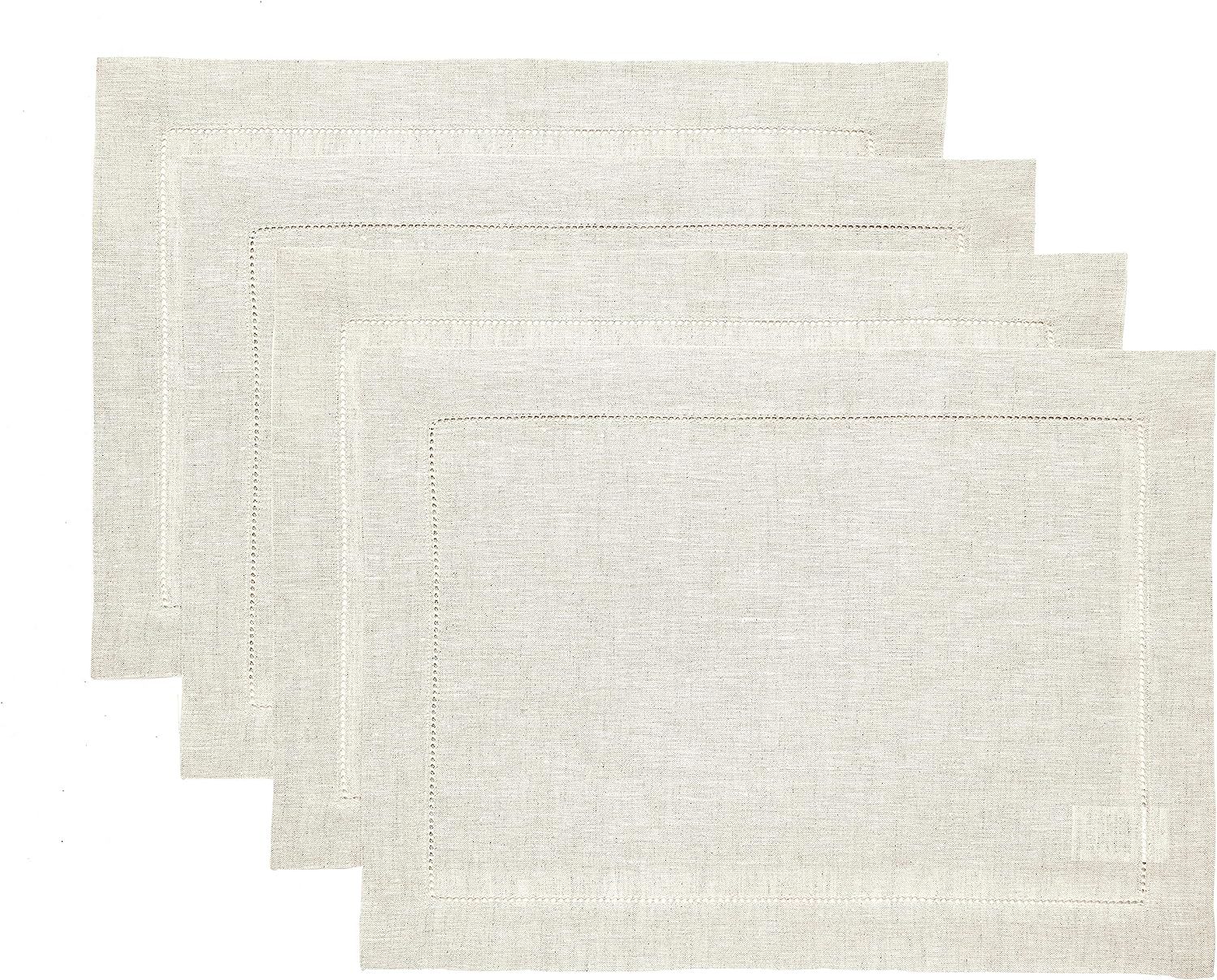 Solino Home Linen Placemats Set of 4 – Light Natural, 100% Pure Linen Table Placemats 14 x 19 I... | Amazon (US)