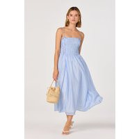 ASTR the Label | Lahela Smocked Midi Dress in Blue stripe | Size XS | ASTR The Label (US)