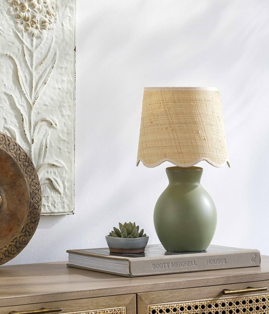 Salgareda Bedside Table Lamp Green Olive Beige | Amazon (US)
