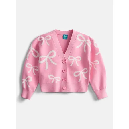Wonder Nation Girls' Button Front Cardigan Sweater with Long Sleeves, Sizes 4-18 & Plus | Walmart (US)